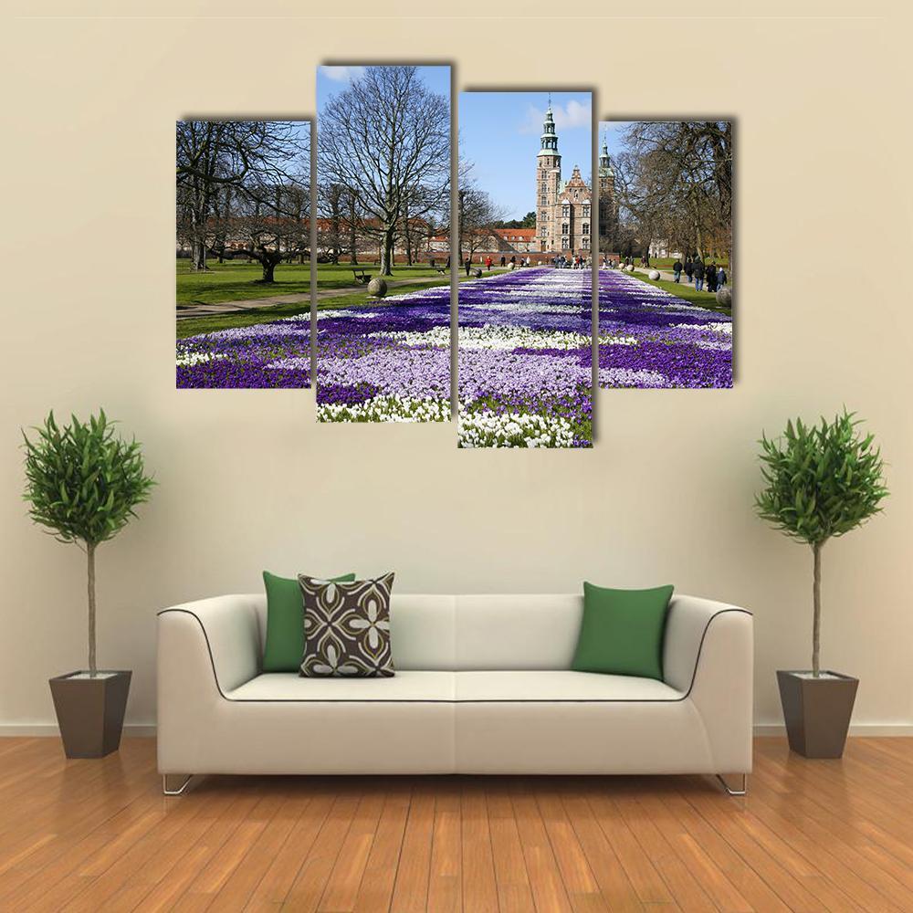 Springtime Rosenborg Castle In Copenhagen Canvas Wall Art-4 Pop-Gallery Wrap-50" x 32"-Tiaracle