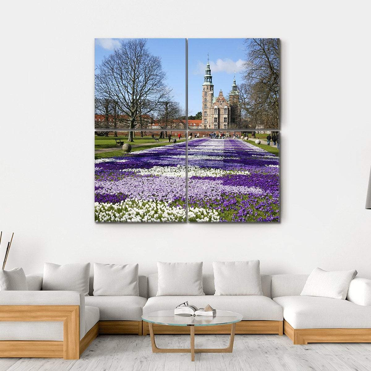 Springtime Rosenborg Castle In Copenhagen Canvas Wall Art-4 Square-Gallery Wrap-17" x 17"-Tiaracle