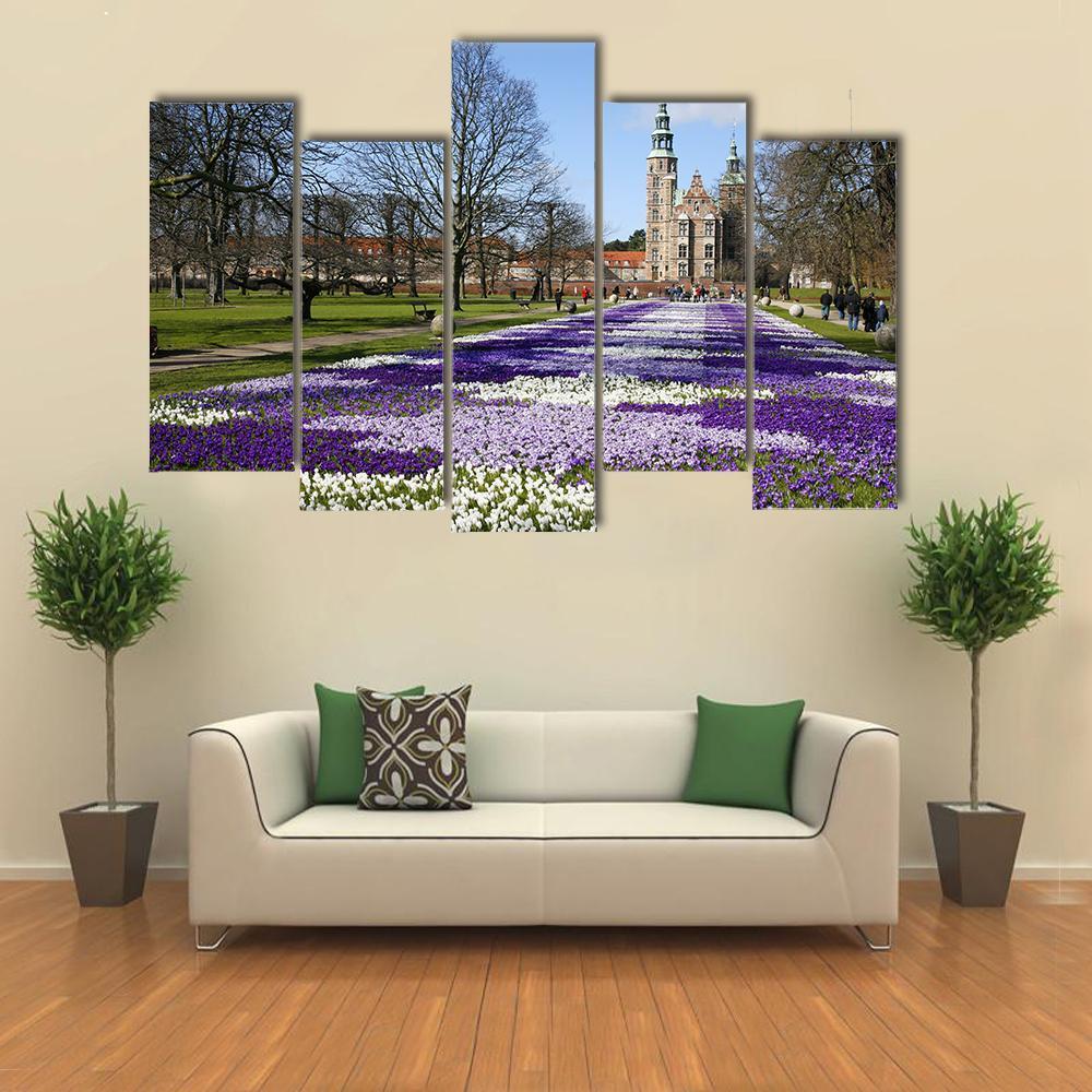 Springtime Rosenborg Castle In Copenhagen Canvas Wall Art-5 Pop-Gallery Wrap-47" x 32"-Tiaracle