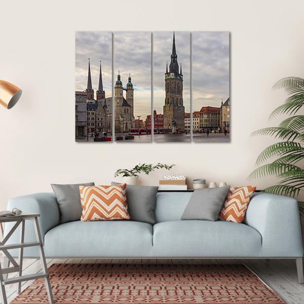 Square Market Of Halle Canvas Wall Art-4 Horizontal-Gallery Wrap-34" x 24"-Tiaracle