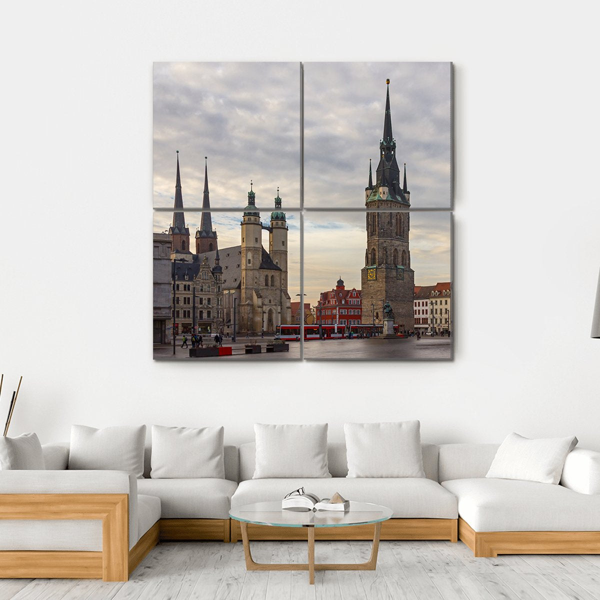 Square Market Of Halle Canvas Wall Art-4 Square-Gallery Wrap-17" x 17"-Tiaracle