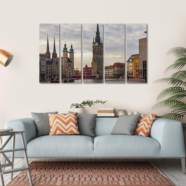 Square Market Of Halle Canvas Wall Art-5 Horizontal-Gallery Wrap-22" x 12"-Tiaracle