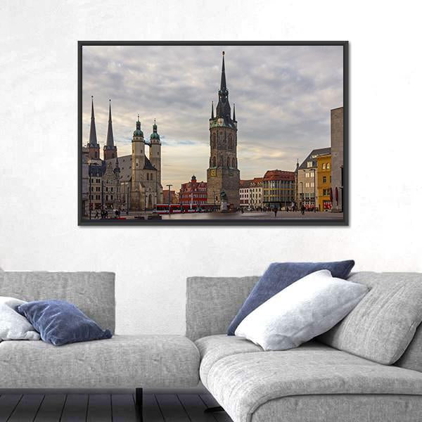 Square Market Of Halle Canvas Wall Art-3 Horizontal-Gallery Wrap-25" x 16"-Tiaracle