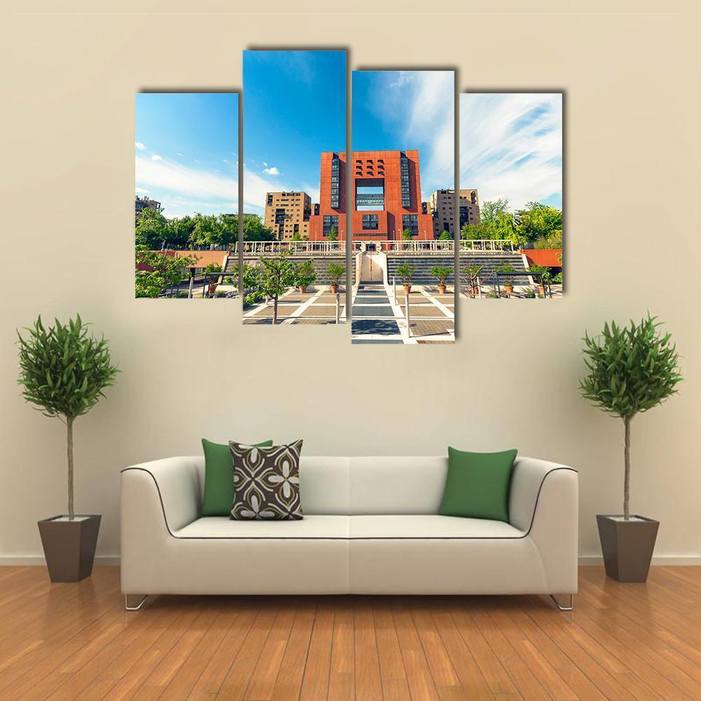 Square Of Bicocca University Canvas Wall Art-4 Pop-Gallery Wrap-50" x 32"-Tiaracle
