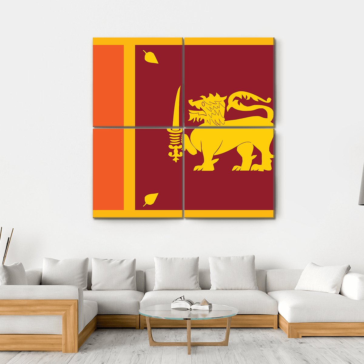 Sri Lanka Flag Canvas Wall Art-4 Square-Gallery Wrap-17" x 17"-Tiaracle