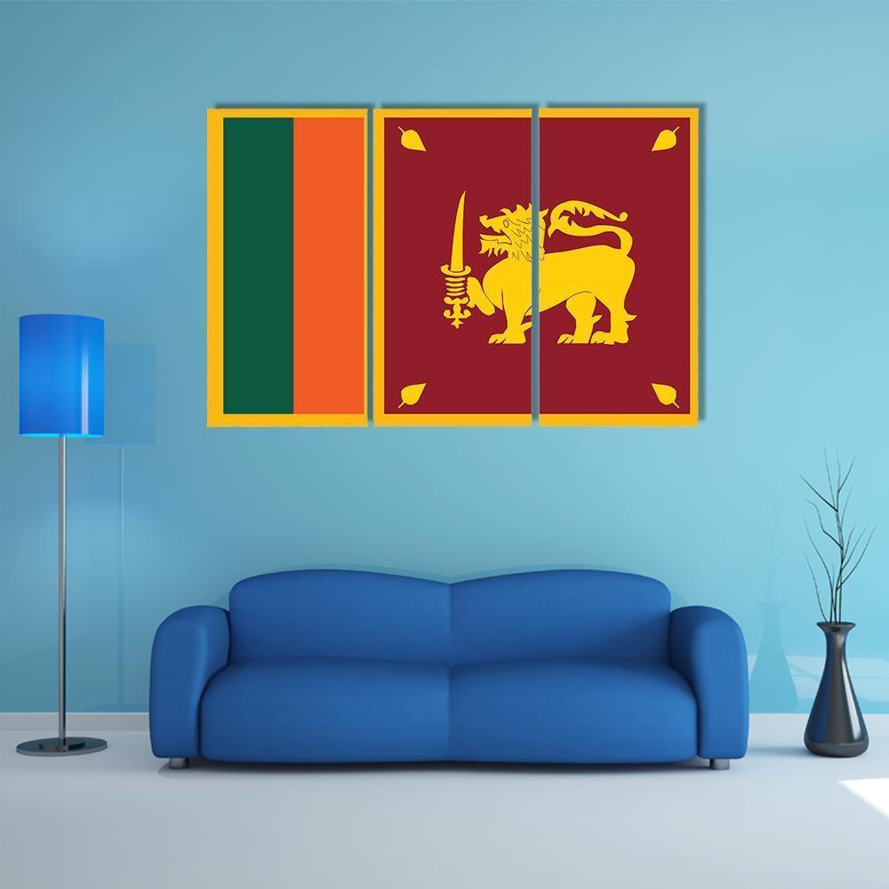 Sri Lanka Flag Canvas Wall Art-3 Horizontal-Gallery Wrap-37" x 24"-Tiaracle