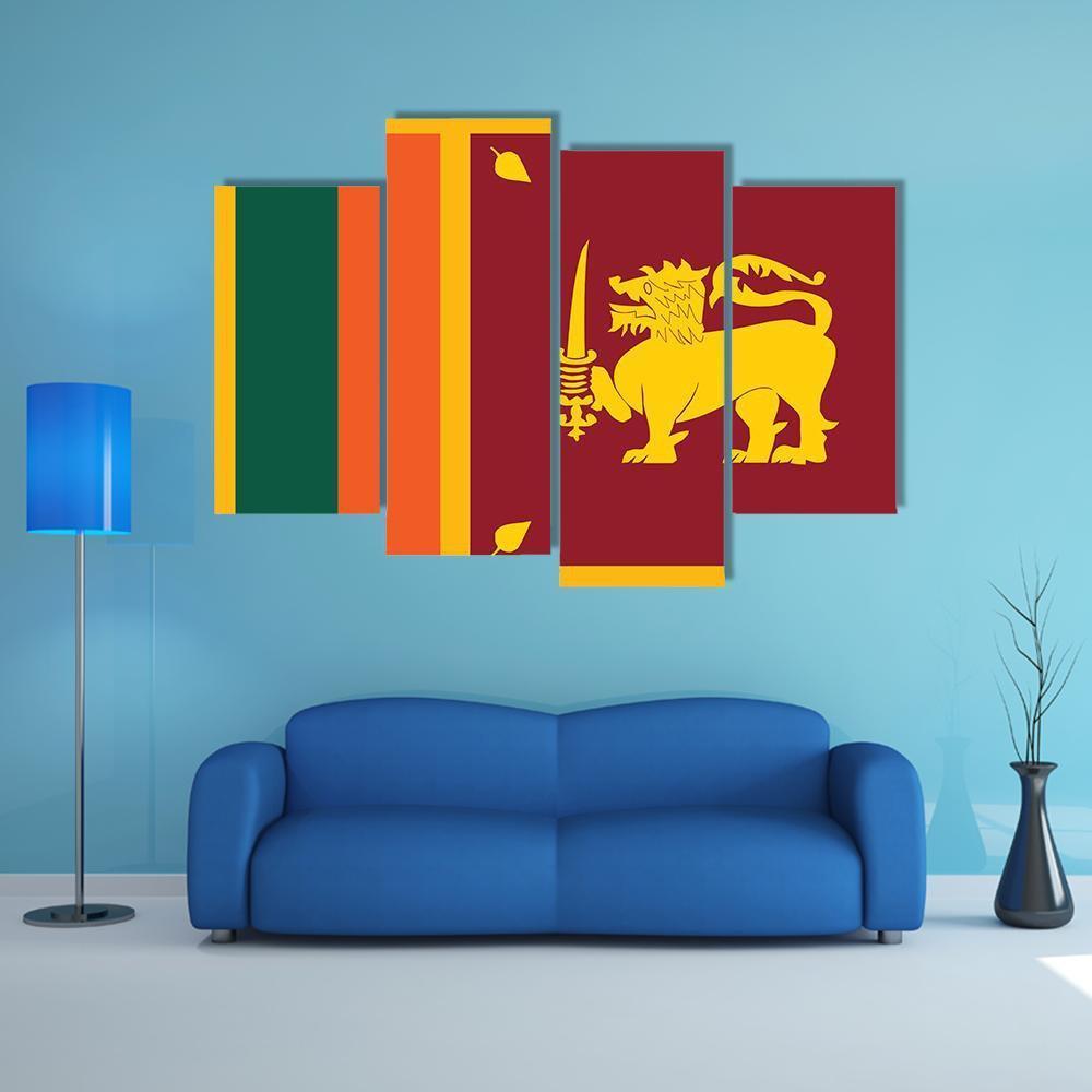 Sri Lanka Flag Canvas Wall Art-4 Pop-Gallery Wrap-50" x 32"-Tiaracle