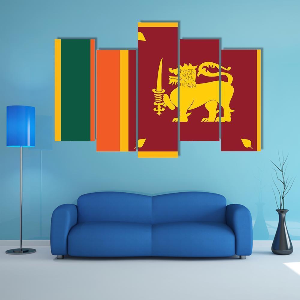 Sri Lanka Flag Canvas Wall Art-5 Pop-Gallery Wrap-47" x 32"-Tiaracle