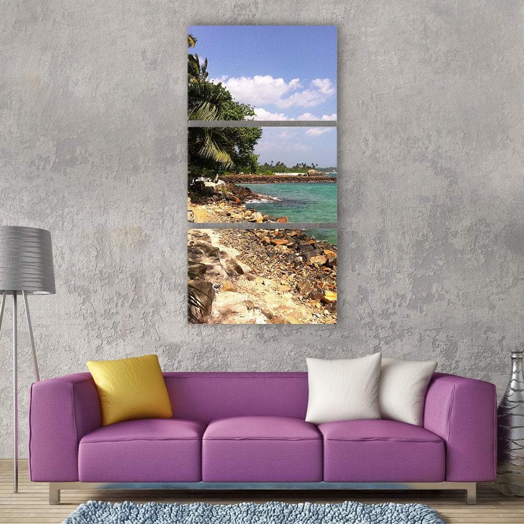 Sri Lanka Sea Beach In Summer Holidays Vertical Canvas Wall Art-3 Vertical-Gallery Wrap-12&quot; x 25&quot;-Tiaracle