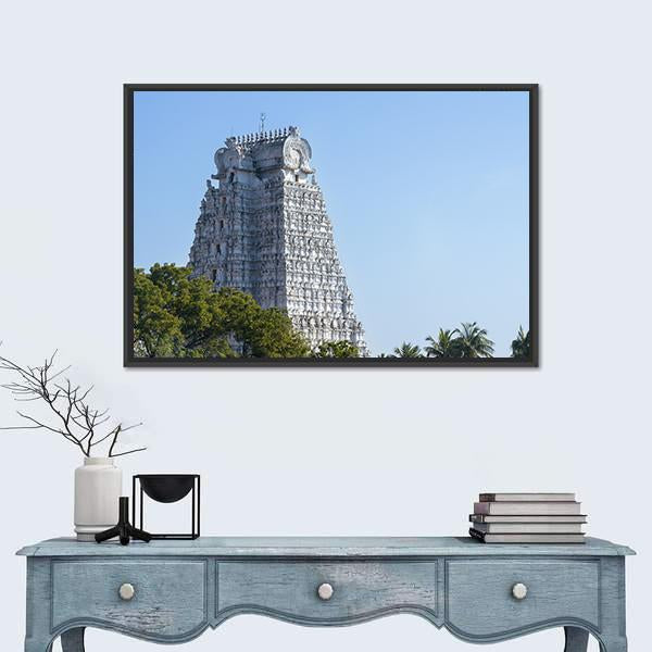 Sri Rangam Temple Town In India Canvas Wall Art-1 Piece-Floating Frame-24" x 16"-Tiaracle