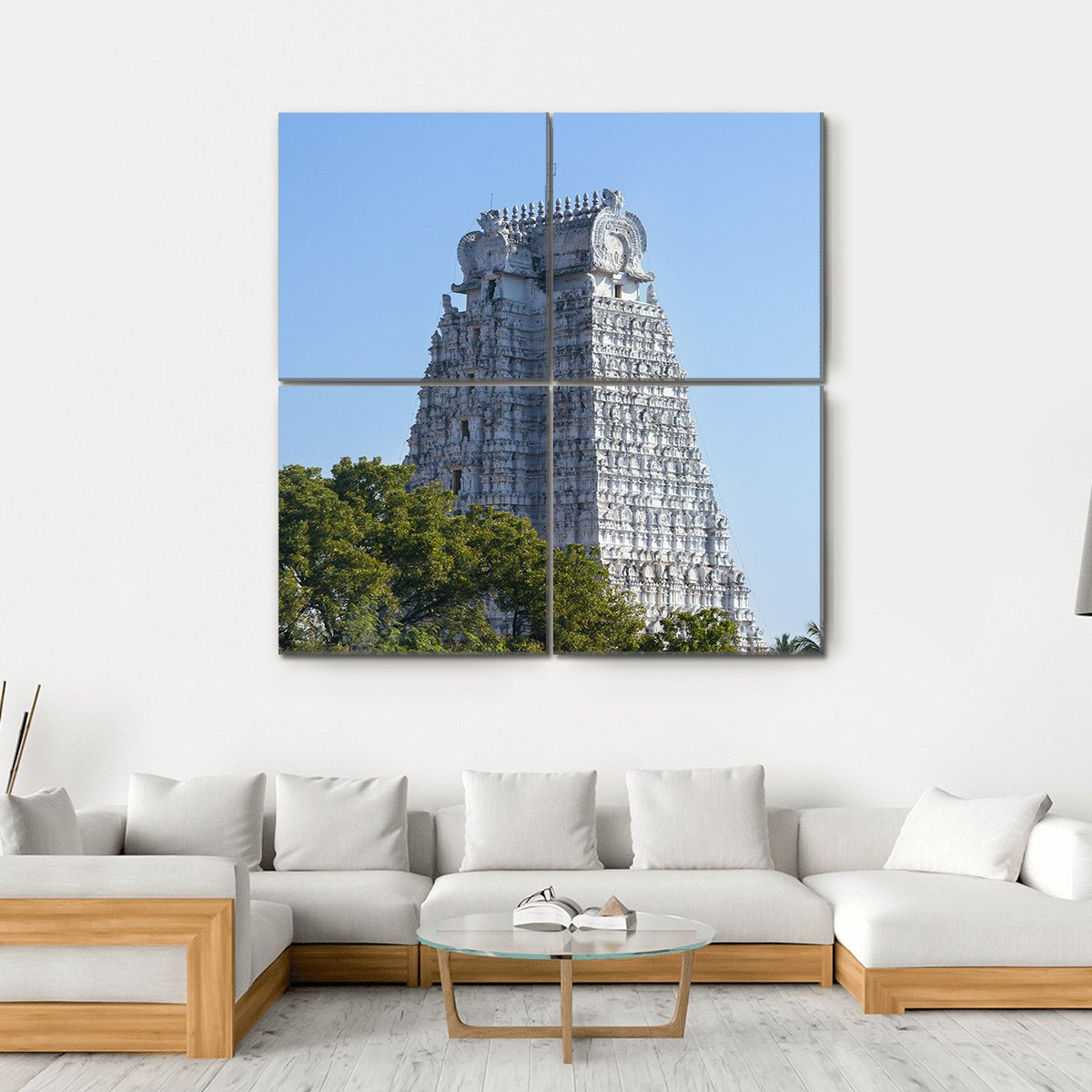 Sri Rangam Temple Town In India Canvas Wall Art-4 Square-Gallery Wrap-17" x 17"-Tiaracle