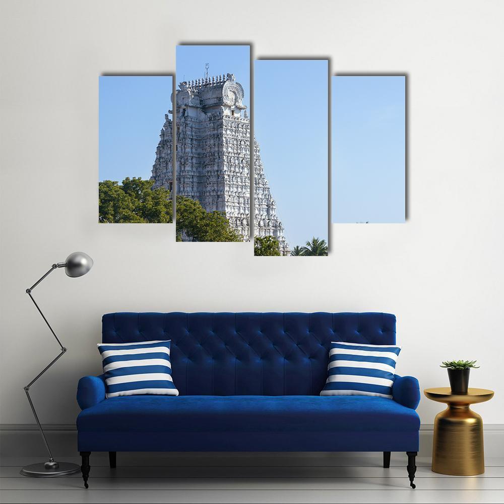 Sri Rangam Temple Town In India Canvas Wall Art-4 Pop-Gallery Wrap-50" x 32"-Tiaracle