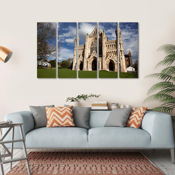 St Albans Cathedral On Sunny Day Canvas Wall Art-5 Horizontal-Gallery Wrap-22" x 12"-Tiaracle