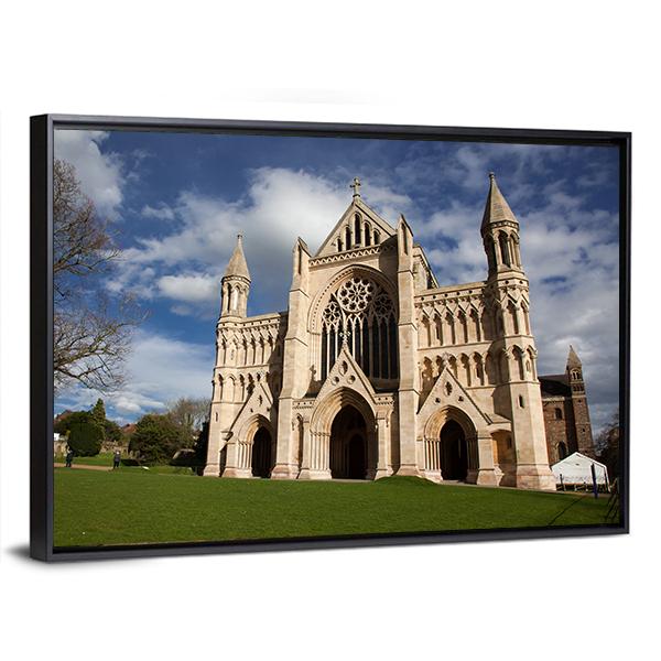 St Albans Cathedral On Sunny Day Canvas Wall Art-3 Horizontal-Gallery Wrap-25" x 16"-Tiaracle