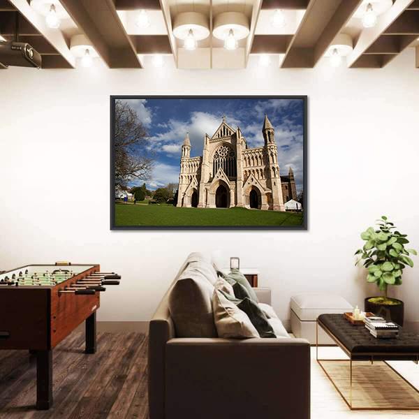 St Albans Cathedral On Sunny Day Canvas Wall Art-3 Horizontal-Gallery Wrap-25" x 16"-Tiaracle