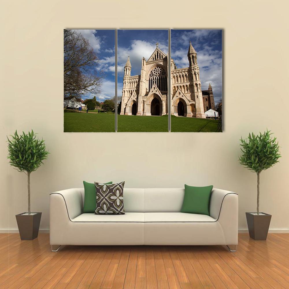 St Albans Cathedral On Sunny Day Canvas Wall Art-3 Horizontal-Gallery Wrap-37" x 24"-Tiaracle