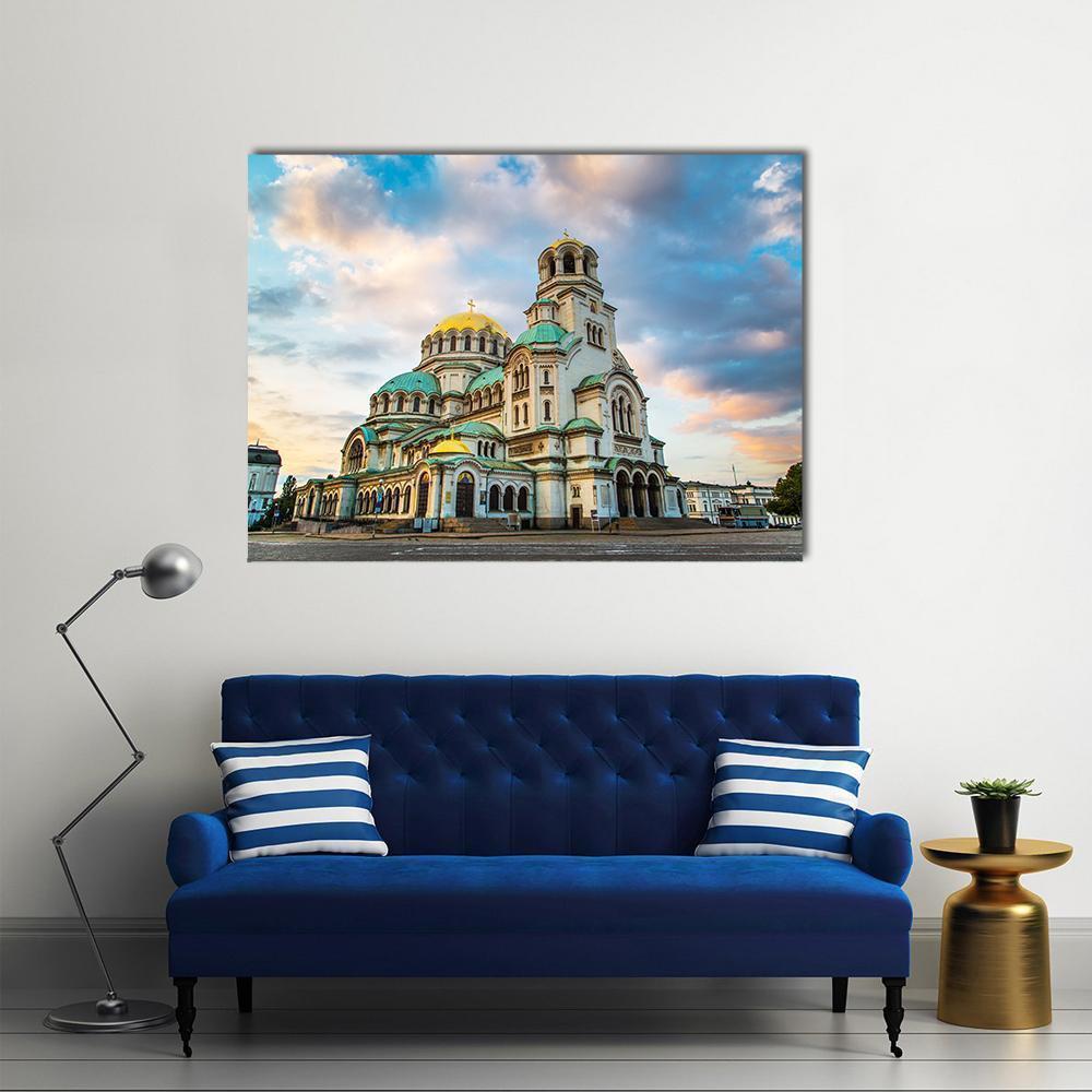 St Alexander Nevsky Cathedral With Clouds Canvas Wall Art-1 Piece-Gallery Wrap-36" x 24"-Tiaracle