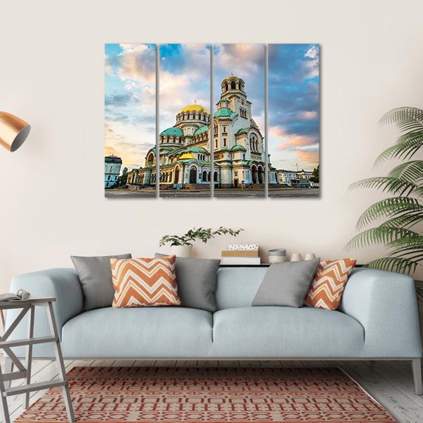 St Alexander Nevsky Cathedral With Clouds Canvas Wall Art-4 Horizontal-Gallery Wrap-34" x 24"-Tiaracle