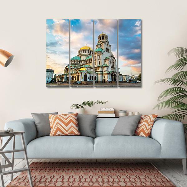 St Alexander Nevsky Cathedral With Clouds Canvas Wall Art-1 Piece-Gallery Wrap-36" x 24"-Tiaracle