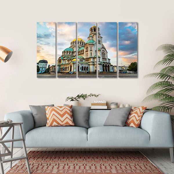 St Alexander Nevsky Cathedral With Clouds Canvas Wall Art-5 Horizontal-Gallery Wrap-22" x 12"-Tiaracle