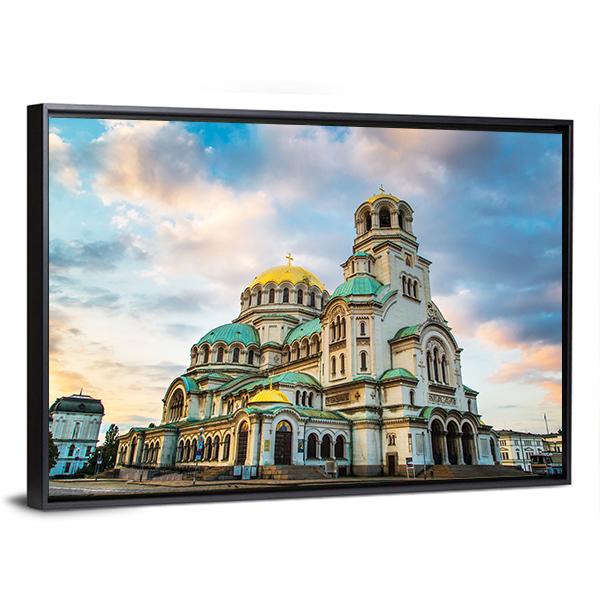 St Alexander Nevsky Cathedral With Clouds Canvas Wall Art-3 Horizontal-Gallery Wrap-25" x 16"-Tiaracle