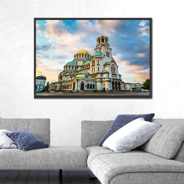 St Alexander Nevsky Cathedral With Clouds Canvas Wall Art-3 Horizontal-Gallery Wrap-25" x 16"-Tiaracle
