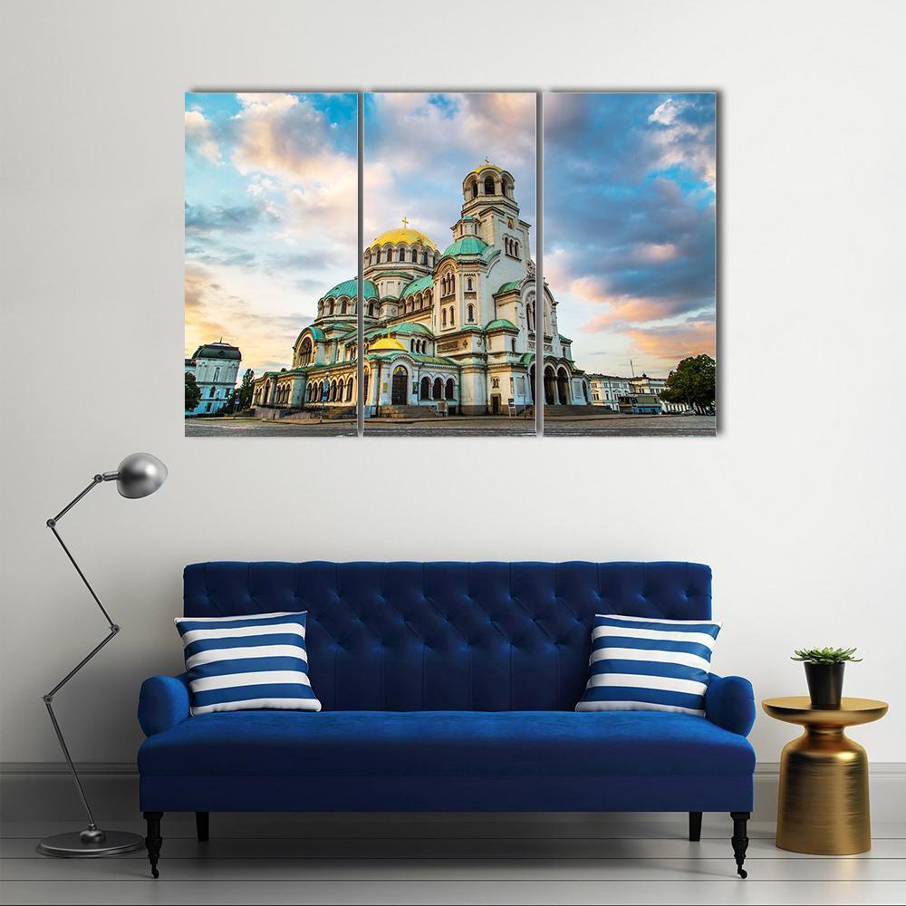St Alexander Nevsky Cathedral With Clouds Canvas Wall Art-3 Horizontal-Gallery Wrap-37" x 24"-Tiaracle