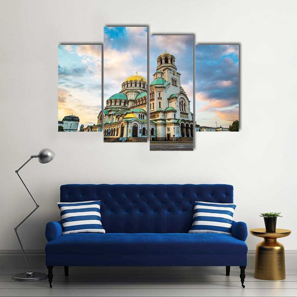 St Alexander Nevsky Cathedral With Clouds Canvas Wall Art-4 Pop-Gallery Wrap-50" x 32"-Tiaracle