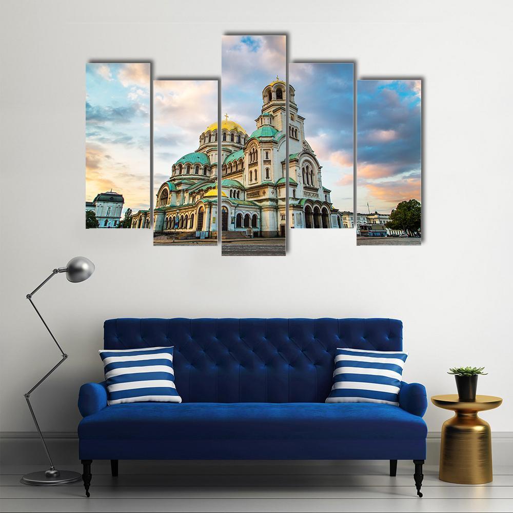 St Alexander Nevsky Cathedral With Clouds Canvas Wall Art-5 Pop-Gallery Wrap-47" x 32"-Tiaracle