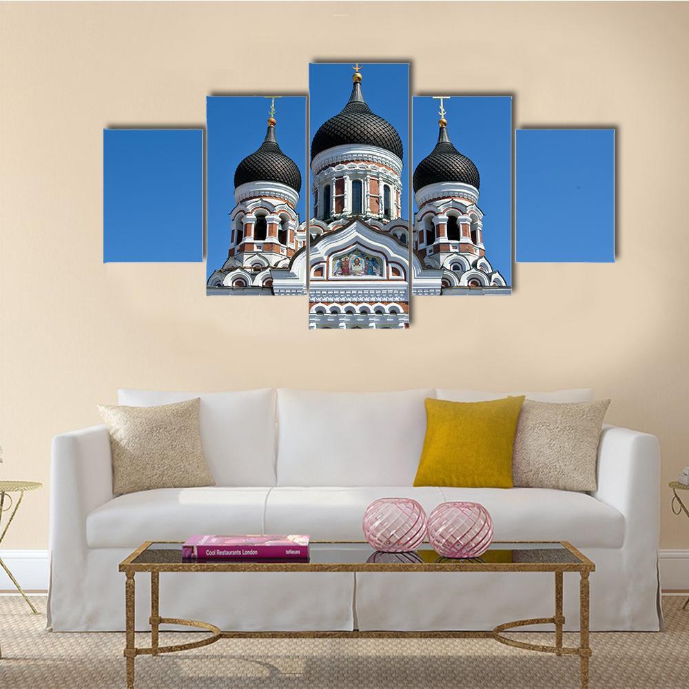 St Alexander Nevsky Orthodox Church In Tallinn Canvas Wall Art-5 Star-Gallery Wrap-62" x 32"-Tiaracle
