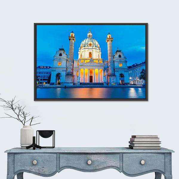St Charles Church Canvas Wall Art-1 Piece-Floating Frame-24" x 16"-Tiaracle