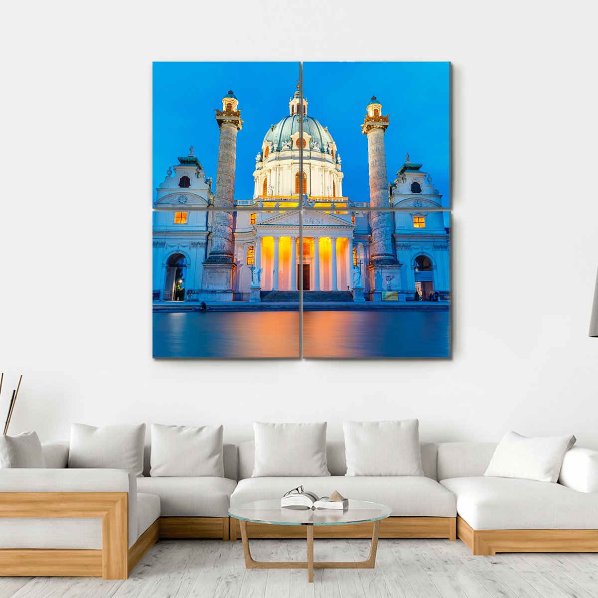 St Charles Church Canvas Wall Art-4 Square-Gallery Wrap-17" x 17"-Tiaracle