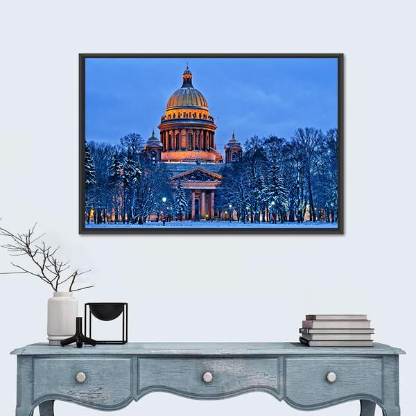 St Isaac Cathedral In Saint Petersburg Vertical Canvas Wall Art-3 Vertical-Gallery Wrap-12" x 25"-Tiaracle