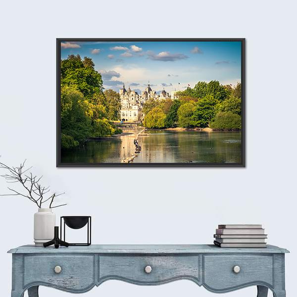 St James Park In London Canvas Wall Art-1 Piece-Floating Frame-24" x 16"-Tiaracle
