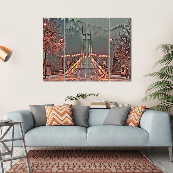 St Johns Bridge Canvas Wall Art-4 Horizontal-Gallery Wrap-34" x 24"-Tiaracle