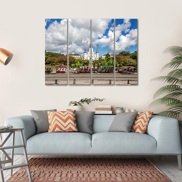 St. Louis Cathedral in the French Quarter Canvas Wall Art-4 Horizontal-Gallery Wrap-34" x 24"-Tiaracle