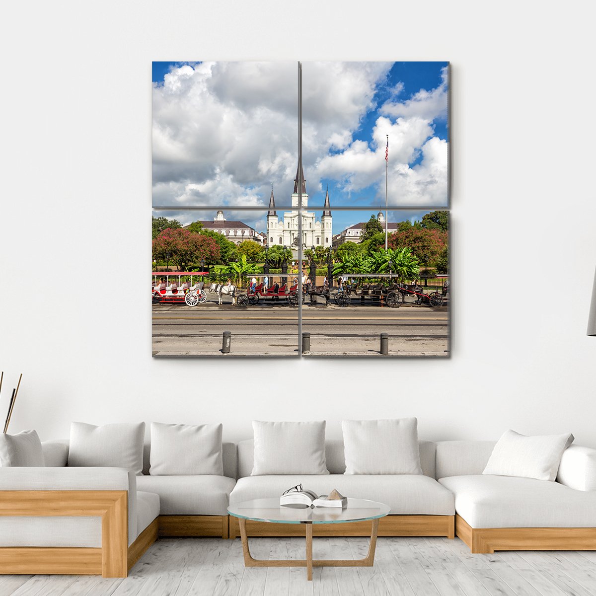 St. Louis Cathedral in the French Quarter Canvas Wall Art-4 Square-Gallery Wrap-17" x 17"-Tiaracle