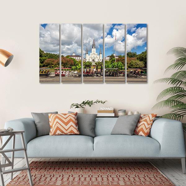 St. Louis Cathedral in the French Quarter Canvas Wall Art-5 Horizontal-Gallery Wrap-22" x 12"-Tiaracle
