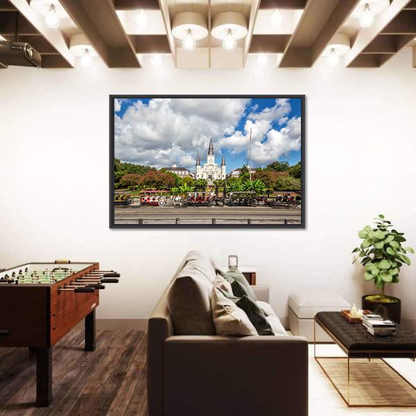 St. Louis Cathedral in the French Quarter Canvas Wall Art-3 Horizontal-Gallery Wrap-25" x 16"-Tiaracle