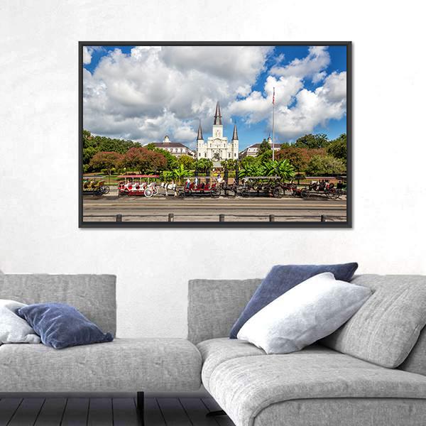 St. Louis Cathedral in the French Quarter Canvas Wall Art-3 Horizontal-Gallery Wrap-25" x 16"-Tiaracle