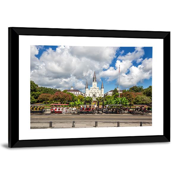 St. Louis Cathedral in the French Quarter Canvas Wall Art-3 Horizontal-Gallery Wrap-25" x 16"-Tiaracle