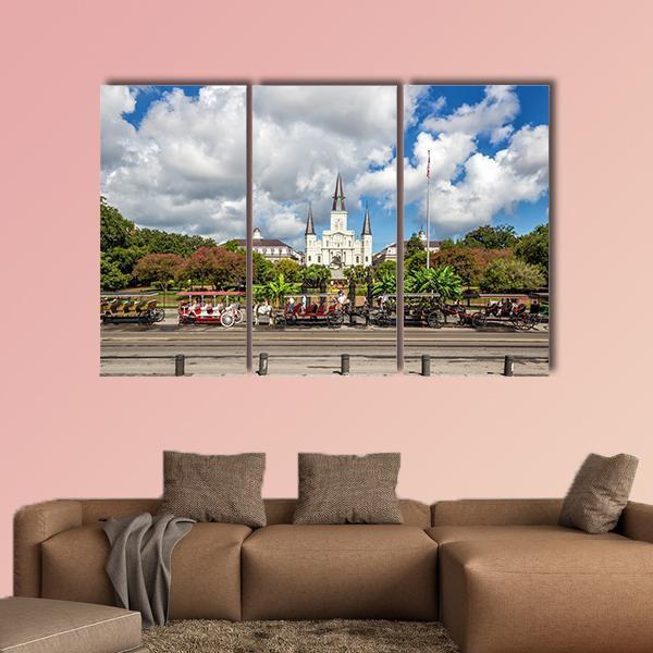 St. Louis Cathedral in the French Quarter Canvas Wall Art-3 Horizontal-Gallery Wrap-37" x 24"-Tiaracle