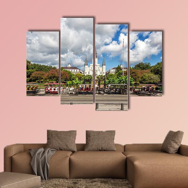 St. Louis Cathedral in the French Quarter Canvas Wall Art-4 Pop-Gallery Wrap-50" x 32"-Tiaracle