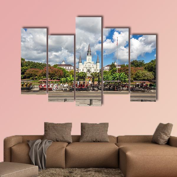 St. Louis Cathedral in the French Quarter Canvas Wall Art-5 Pop-Gallery Wrap-47" x 32"-Tiaracle