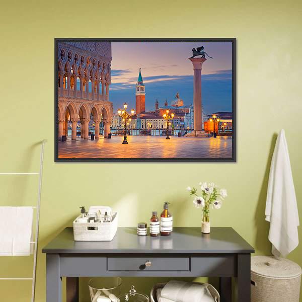 St. Mark's Square In Venice Canvas Wall Art-1 Piece-Floating Frame-24" x 16"-Tiaracle