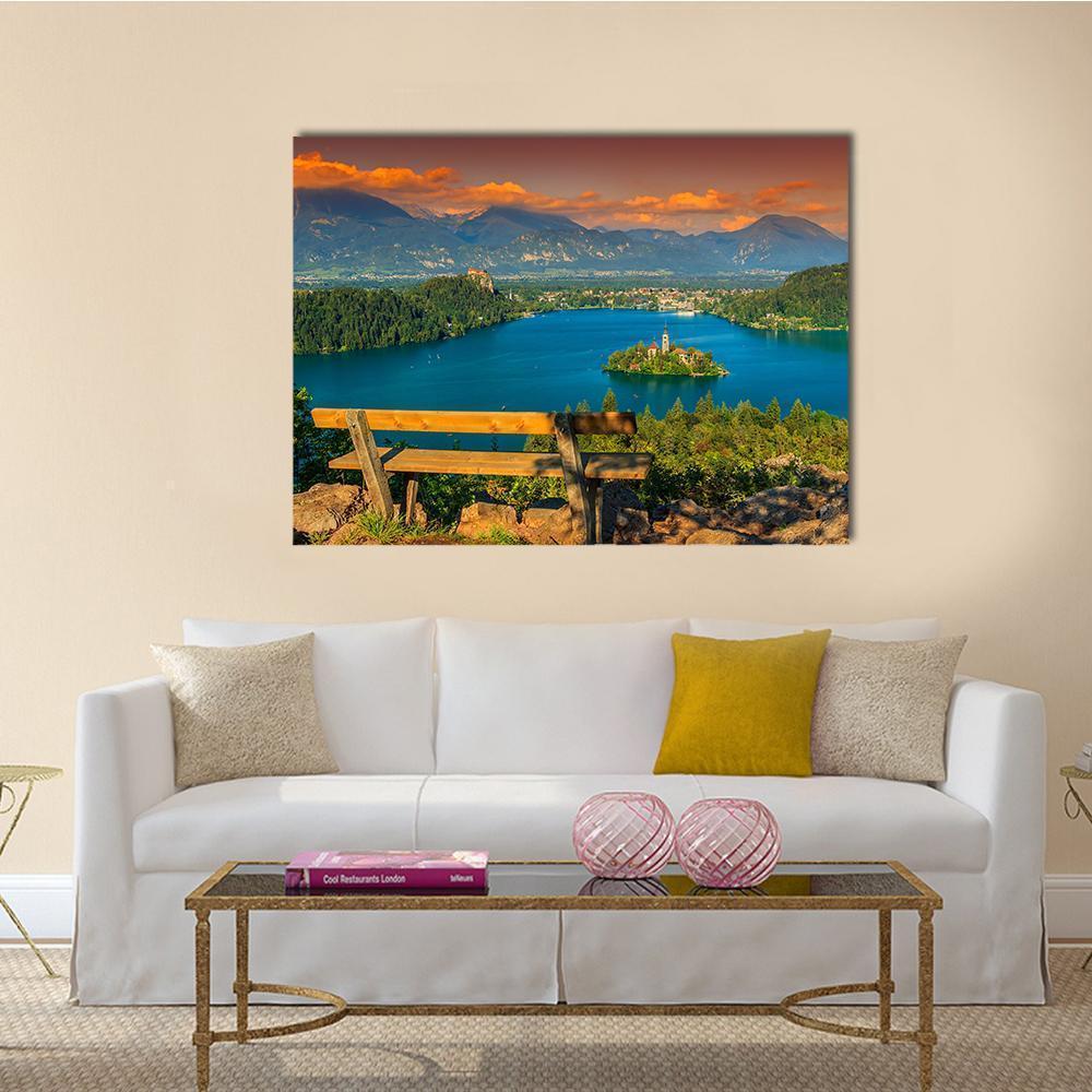 St Mary's Church In Lake Bled Canvas Wall Art-4 Horizontal-Gallery Wrap-34" x 24"-Tiaracle