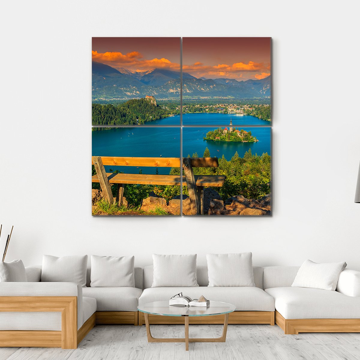 St Mary's Church In Lake Bled Canvas Wall Art-4 Square-Gallery Wrap-17" x 17"-Tiaracle