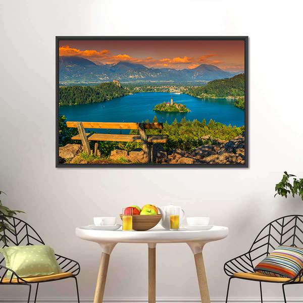 St Mary's Church In Lake Bled Canvas Wall Art-3 Horizontal-Gallery Wrap-25" x 16"-Tiaracle
