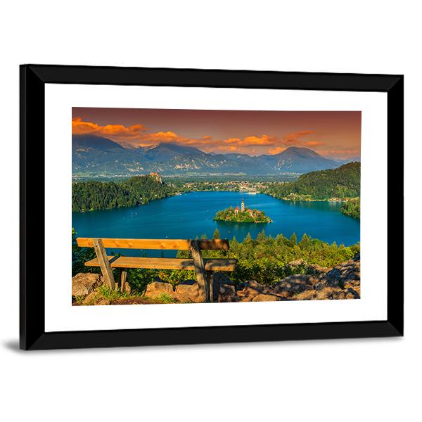 St Mary's Church In Lake Bled Canvas Wall Art-3 Horizontal-Gallery Wrap-25" x 16"-Tiaracle