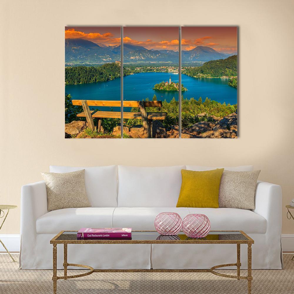 St Mary's Church In Lake Bled Canvas Wall Art-5 Star-Gallery Wrap-62" x 32"-Tiaracle
